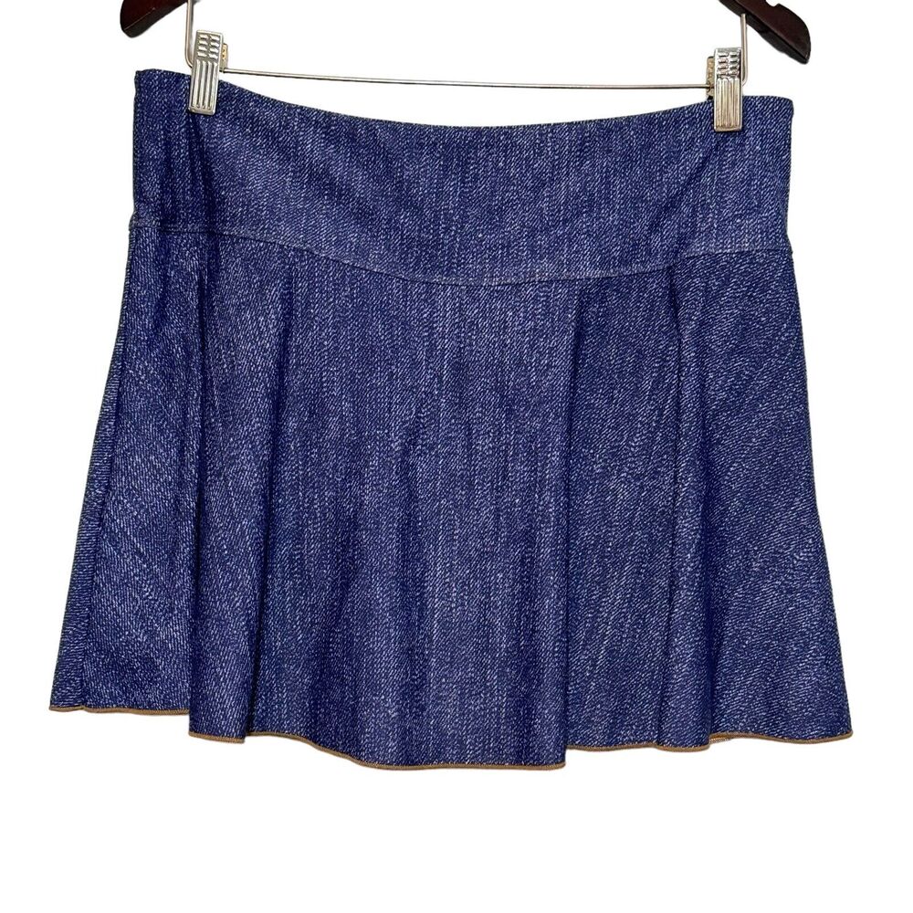 QVC Tankini Swim Skirt Blue Denim Like Print Size 12